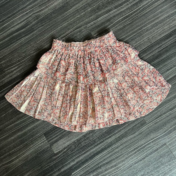 LoveShackFancy Silk Pomegranate Floral Metallic Skirt - Picture 5 of 14